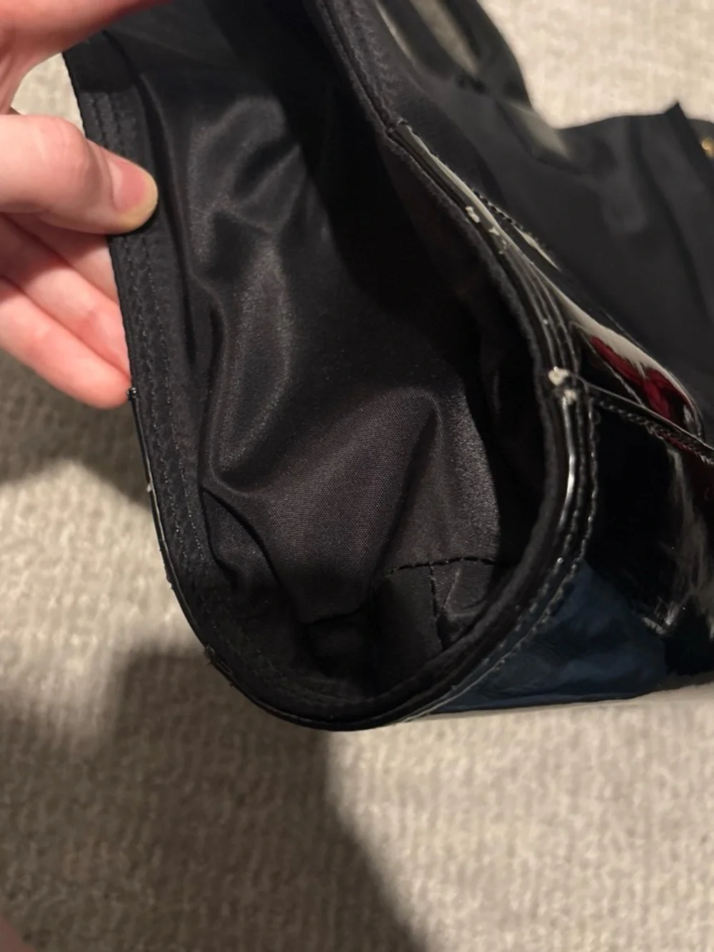 Tory Burch Black Nylon Tote with Patent Trim